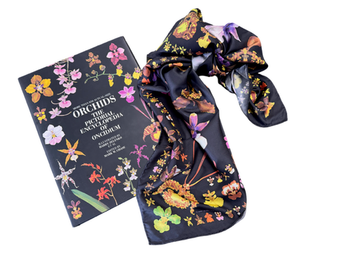 Oncidium Orchid Scarf and Encyclopedia of Oncidium by Harry Zelenko Gift Set