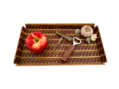 Renaissance leather tray used for kitchen bar area