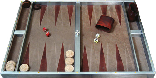 Leather and Steel Backgammon Board